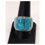 Silver Navajo turquoise signed marked 925