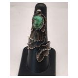 Silver Navajo turquoise Ring signed EC size 8.