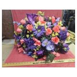 Silk flower headstone arrangement purple