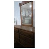 6 drawer wooden dresser with mirror (needs work)