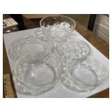 Glass nesting bowls, 1 lid, 1 deviled egg platter