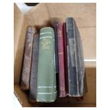 Box of antique books. Authors include Elizabetj