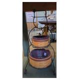 Longaberger snowman basket stand with baskets