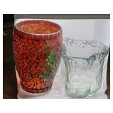 Slag glass vases tallest is 7"