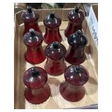 HOMCO vintage ruby red glass candle holders, 8
