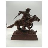 Modern cast iron Winchester horse rider figurine