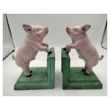 Modern cast iron pig bookends