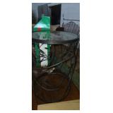 Metal base round glass top side  table