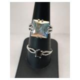 2 costume silvertone rings