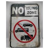 Street sign no idling zone 12x18