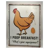 I poop breakfast metal sign 12x16