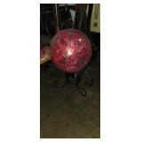 Glass decorative gazing ball with 6in stand