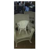 2 Wicker rocking chairs and toddlers chair
