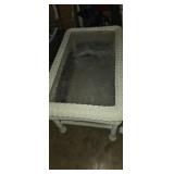 Wicker side table with glass top 30x18x19in
