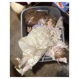 Porcelain dolls and parts, biggest one almost 3
