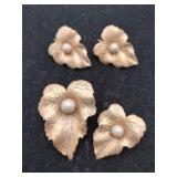 Sarah Coventry Gold leaf brooch  clip-on earring