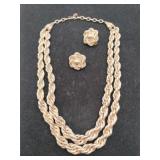 West Germany gold tone double strand rope chain
