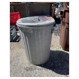 Galvanized metal trashcan with lid
