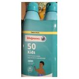 Twin pack of Walgreens spf 50 kids spray on