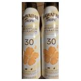 2 cans of Hawaiian tropic spf 30 weightless