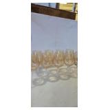 Set of 9 amber crackle glass wine glasses