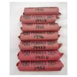 7 rolls wheat pennies