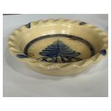 Rowe Pottery Works cobalt blue tree stoneware pie