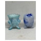 Slag glass toothpick holders, vintage