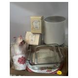 Christmas cups, plates, ovenware dishes,