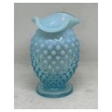 Fenton Blue Opalescent Hobnail 3-1/2" bud vase