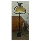 Metal base floor lamp with glass shade