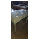Wicker patio indoor outdoor table with 1 drawer
