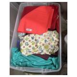 Tote of mixed pattern fabric remnants, scraps