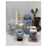 Japan etc. mini vintage vases & brass eagle bell