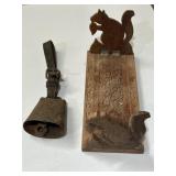 Hand-carved expandable squirrel bookshelf & old