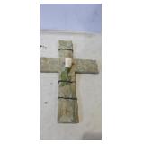 Faux stone , 1998 cross rose sculpture 13in