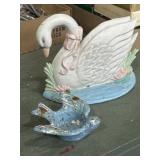 Midwest Importers cast iron swan doorstop & cast