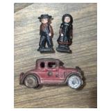 Vintage A.C. Williams cast iron toy coupe & 2