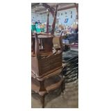 Glass top sofa table wooden end table and tools