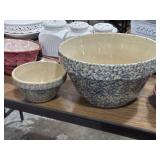 Robinson Ransbottom blue spongeware mixing bowls