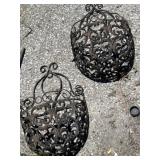 Two decorative metal wall basket/planters