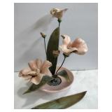 Vintage porcelain brass flower (one leaf off)