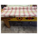 Fabric striped red beige blue ruffled 56 wide