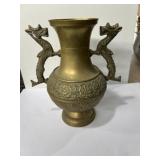 brass vase features detailed dragon-shaped 15