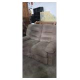 Tan microfiber reclining love seat