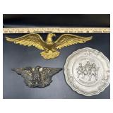 Bicentennial Pewter plate, metal & chalkware