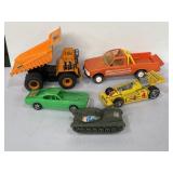 Buddy L Pennzoil race car, CAT dump truck and