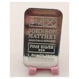 Johnson Matthey 1oz   .999 fine silver bar