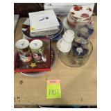 Christmas table items, mugs, plates, etc.