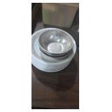 Corelle saucer plates and small metal bowls